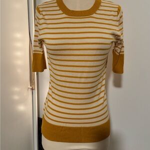 Tory Burch Mustard and Cream Striped Top